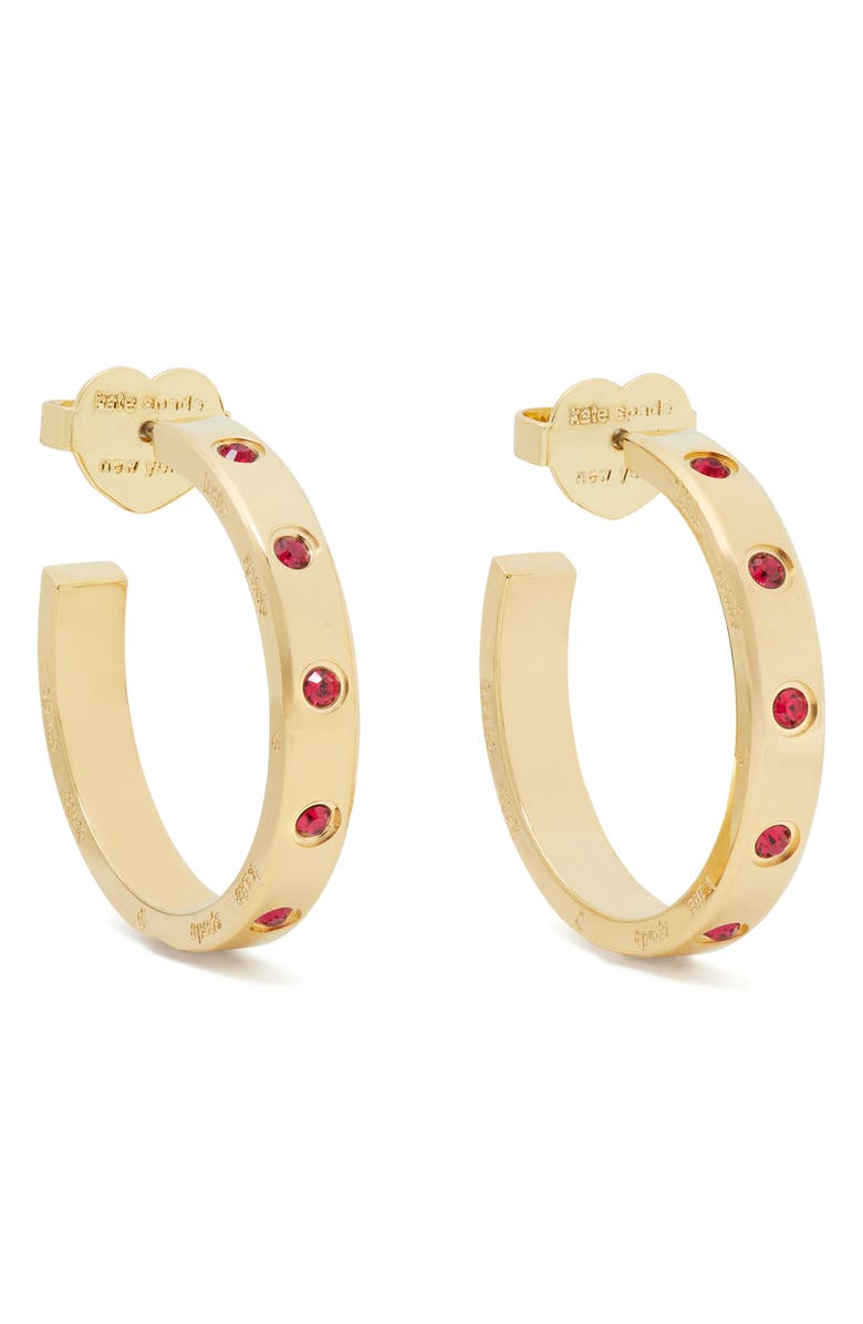 Kate Spade New York set in stone hoop earrings, Main, color, 