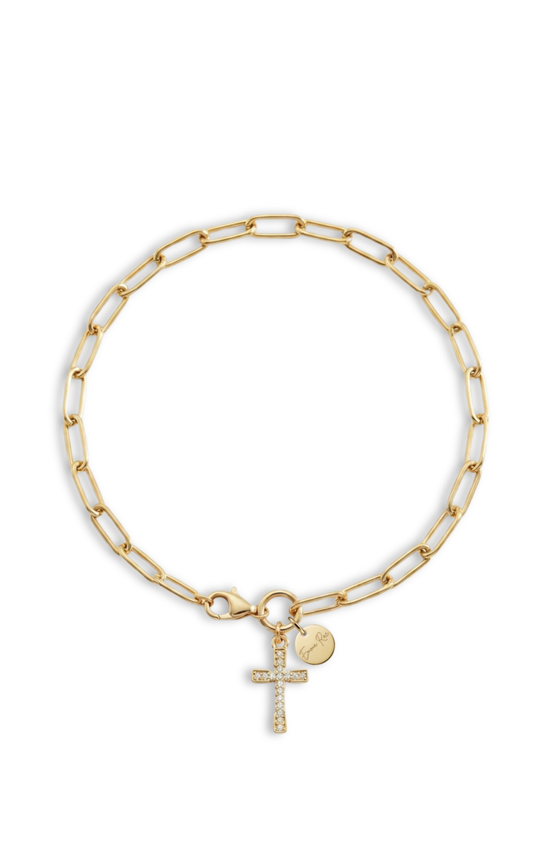 Emma Rae Cross Charm Chain Bracelet, Main, color, Metallic Gold