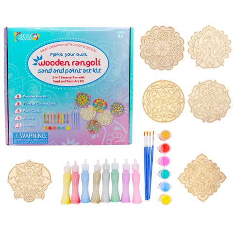 Make Your Own Wooden Rangoli, 2 in 1 Sand & Paint Art Kit