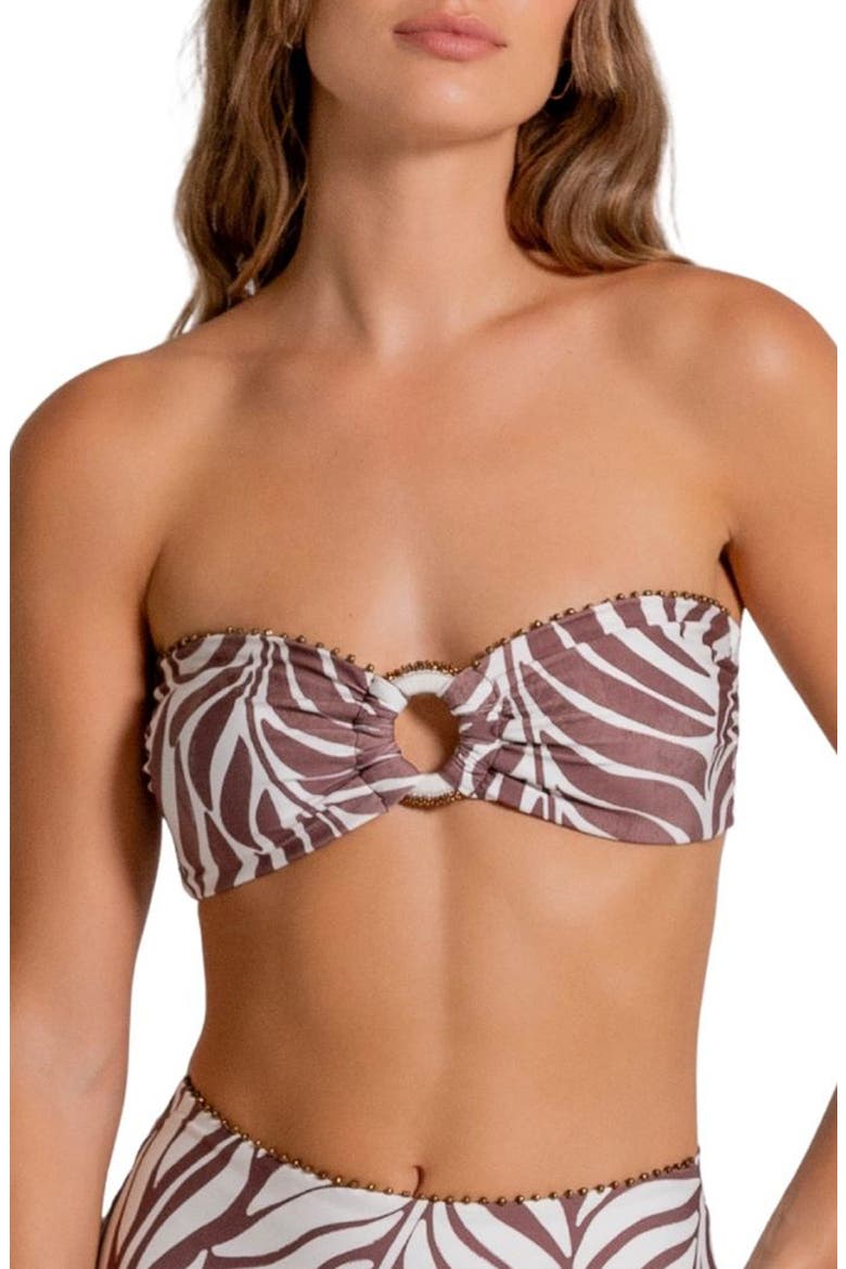 Bead Trimmed Bandeau Bikini Top, Main, color, VANILLA CUSTARD