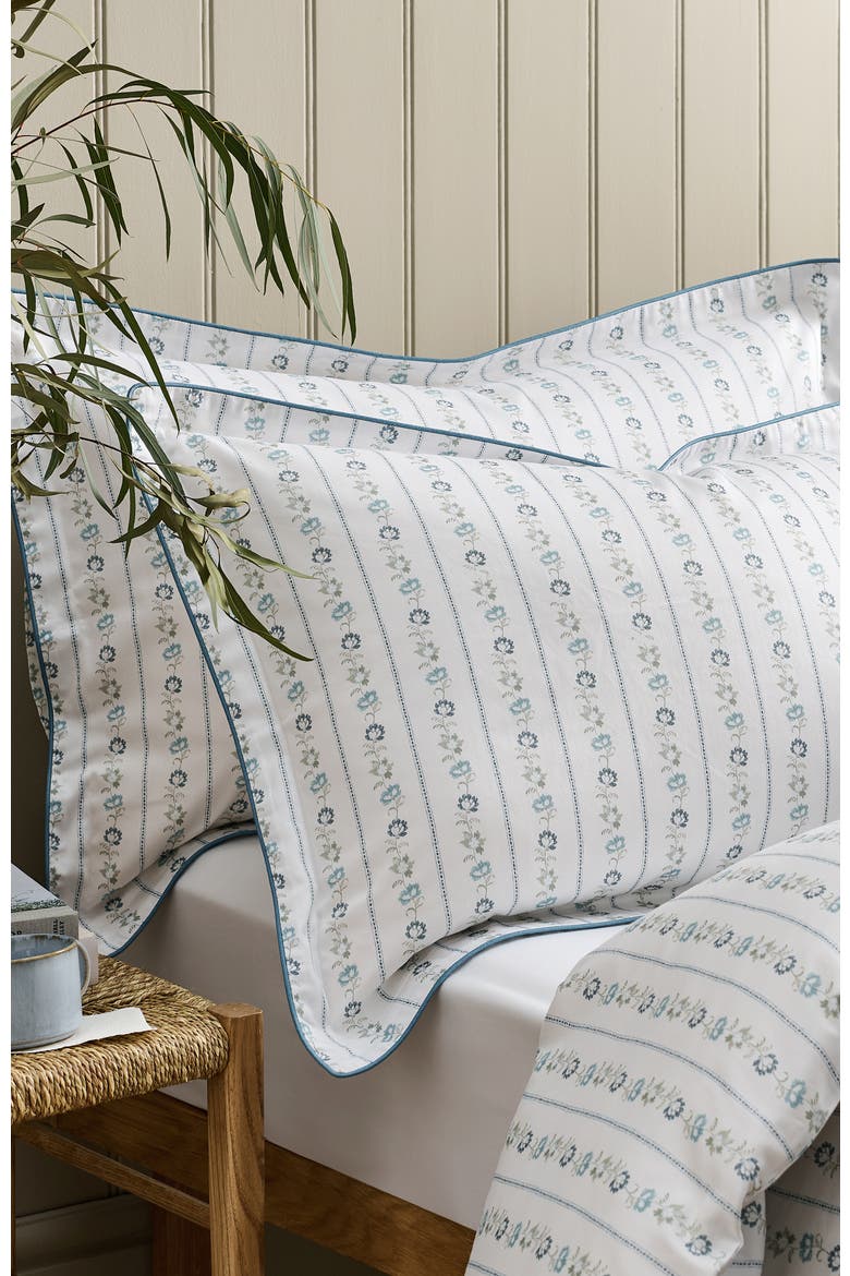 Rosamund Botanical Luxury Cotton Sateen Duvet Cover Sets, Alternate, color, Blue