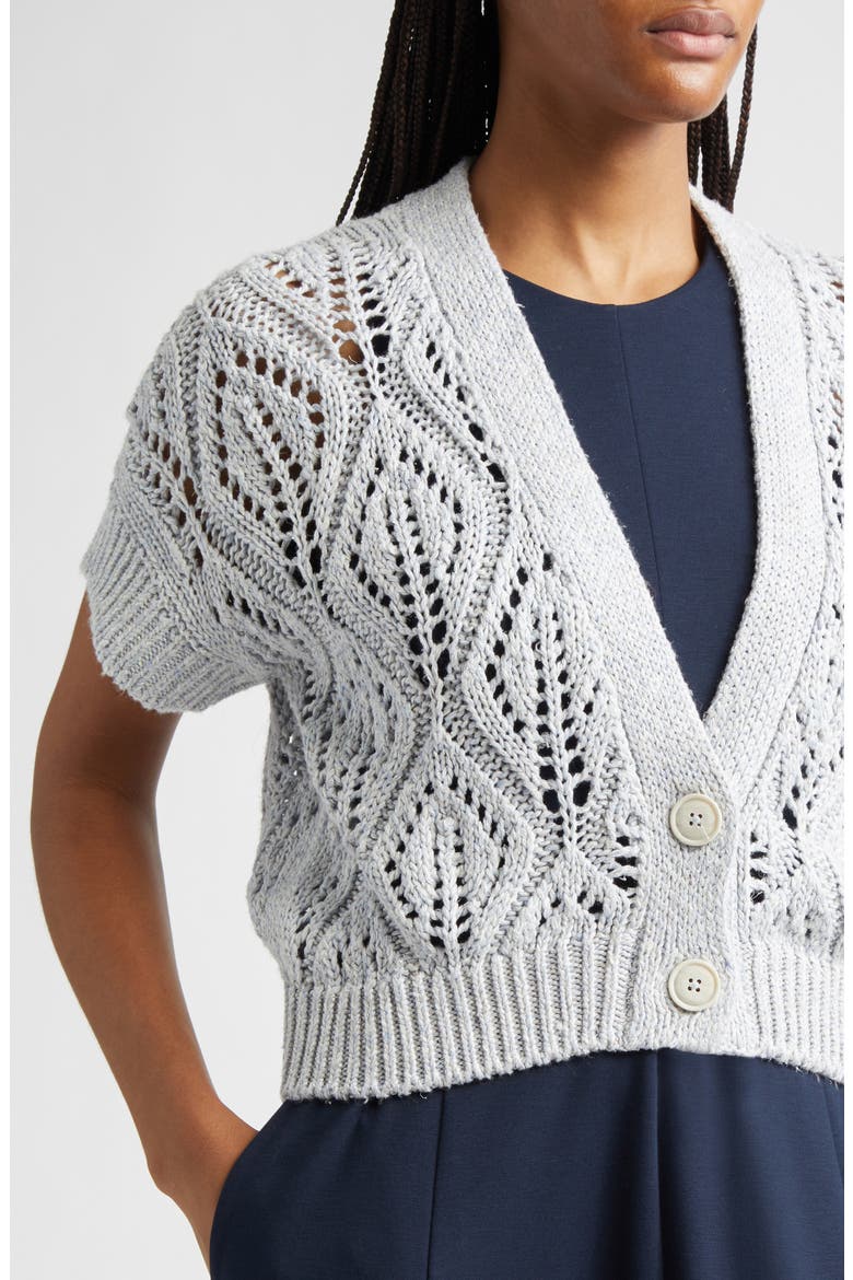 Open Knit Linen Blend Cardigan, Alternate, color, 130 SKY BLUE