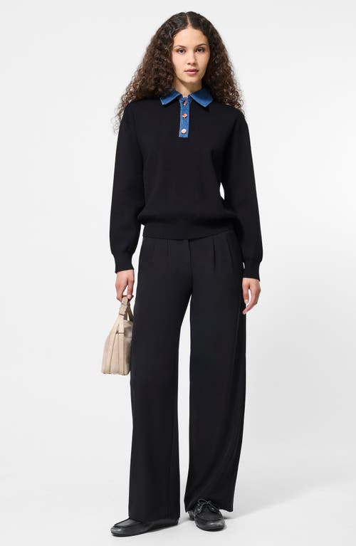 French Connection Contrast Collar Sweater In Black