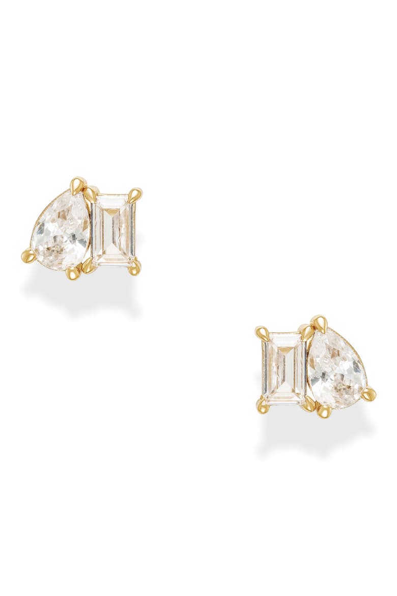 Toi et Moi Mixed Cut Stud Earrings, Main, color, GOLD
