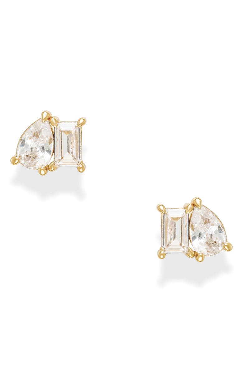 MOD AND JO Toi et Moi Mixed Cut Stud Earrings, Main, color, Gold