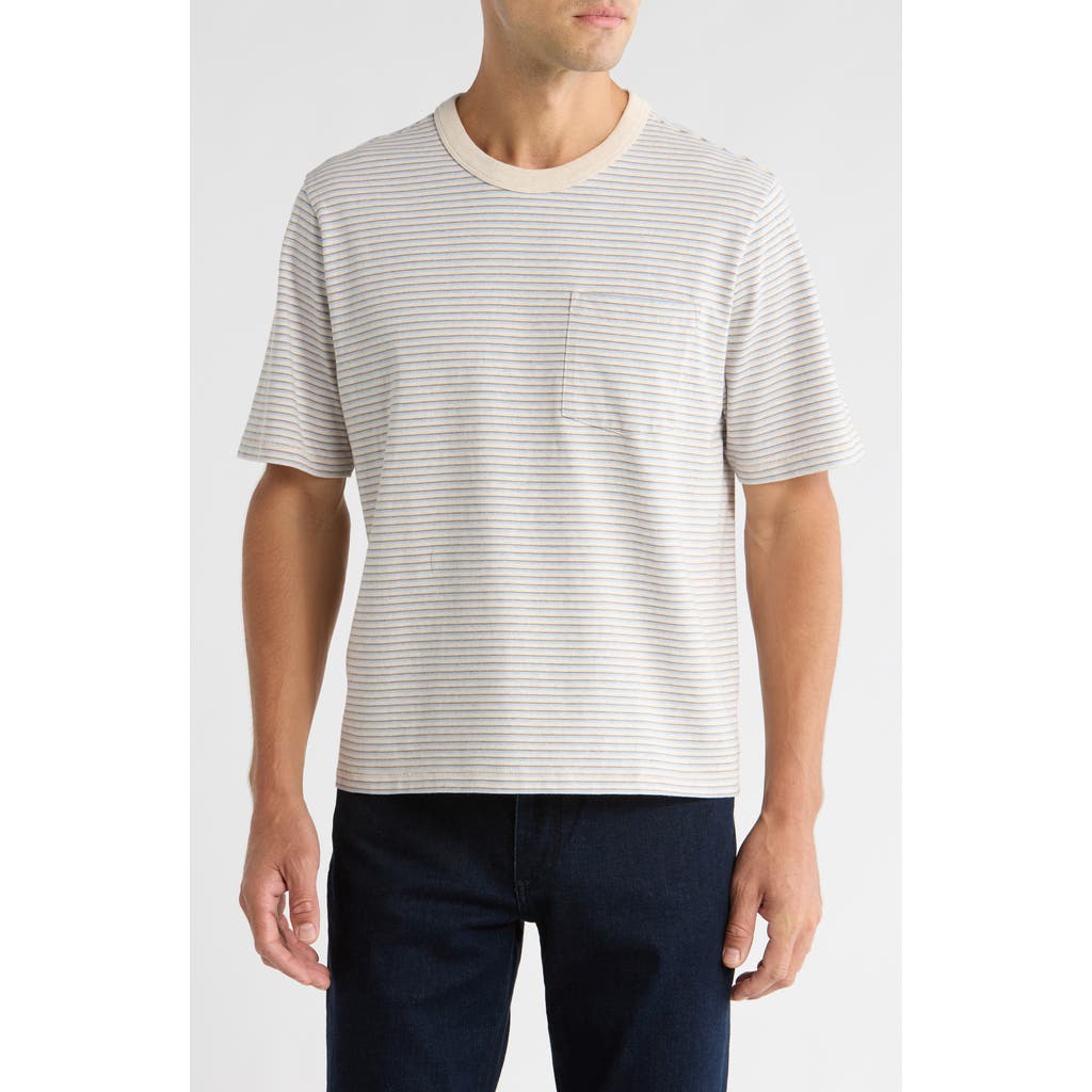 Corridor Mélange Stripe Cotton Pocket T-Shirt in Light Blue  product