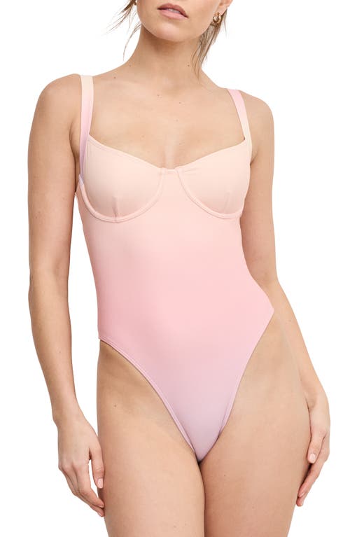 Shop Good American Sunset Underwire One-piece Swimsuit In Sunset Gradient004
