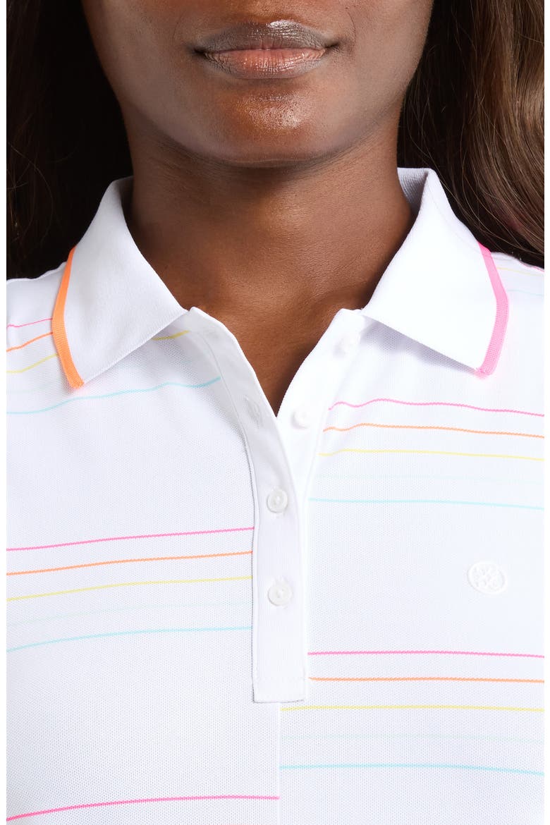 Offset Stripe Sleeveless Performance Polo, Alternate, color, SNOW / CENOTE