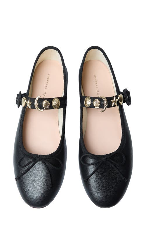 Loeffler Randall Chiara Leather Mary Jane Flats In Black/gold