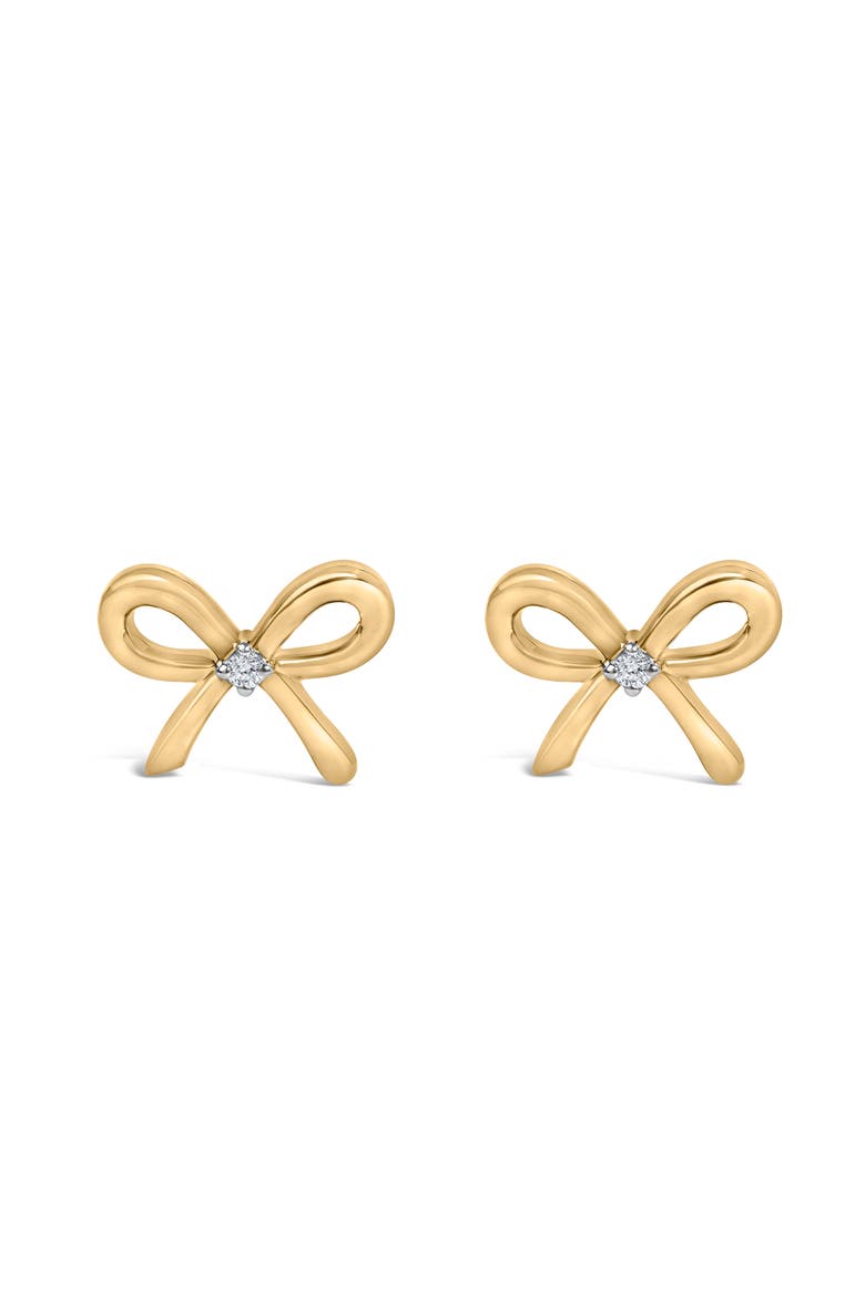 Gold Vermeil Diamond Accent Bow Earring, Main, color, Silver