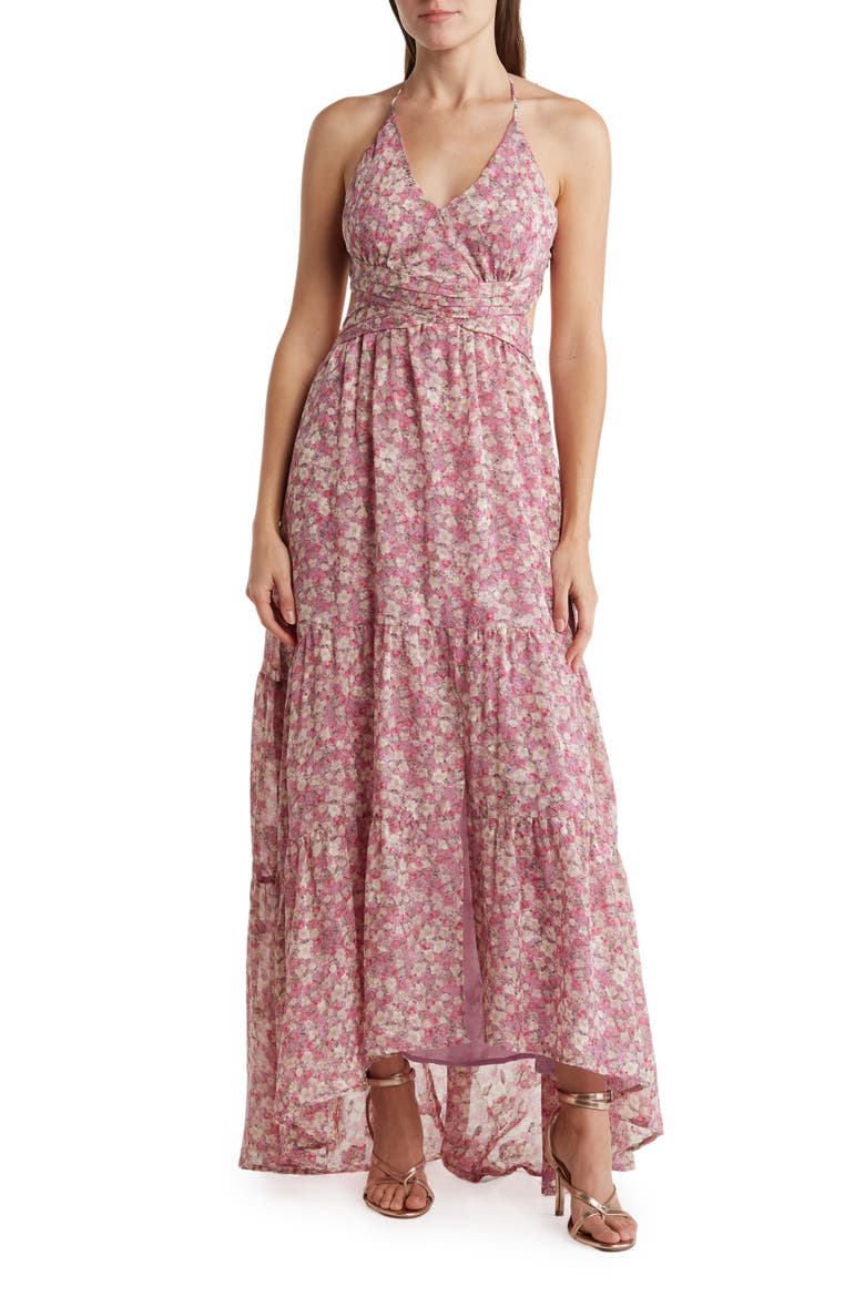 the Label Sleeveless Floral Print Maxi Dress, Main, color, PINK DITSY