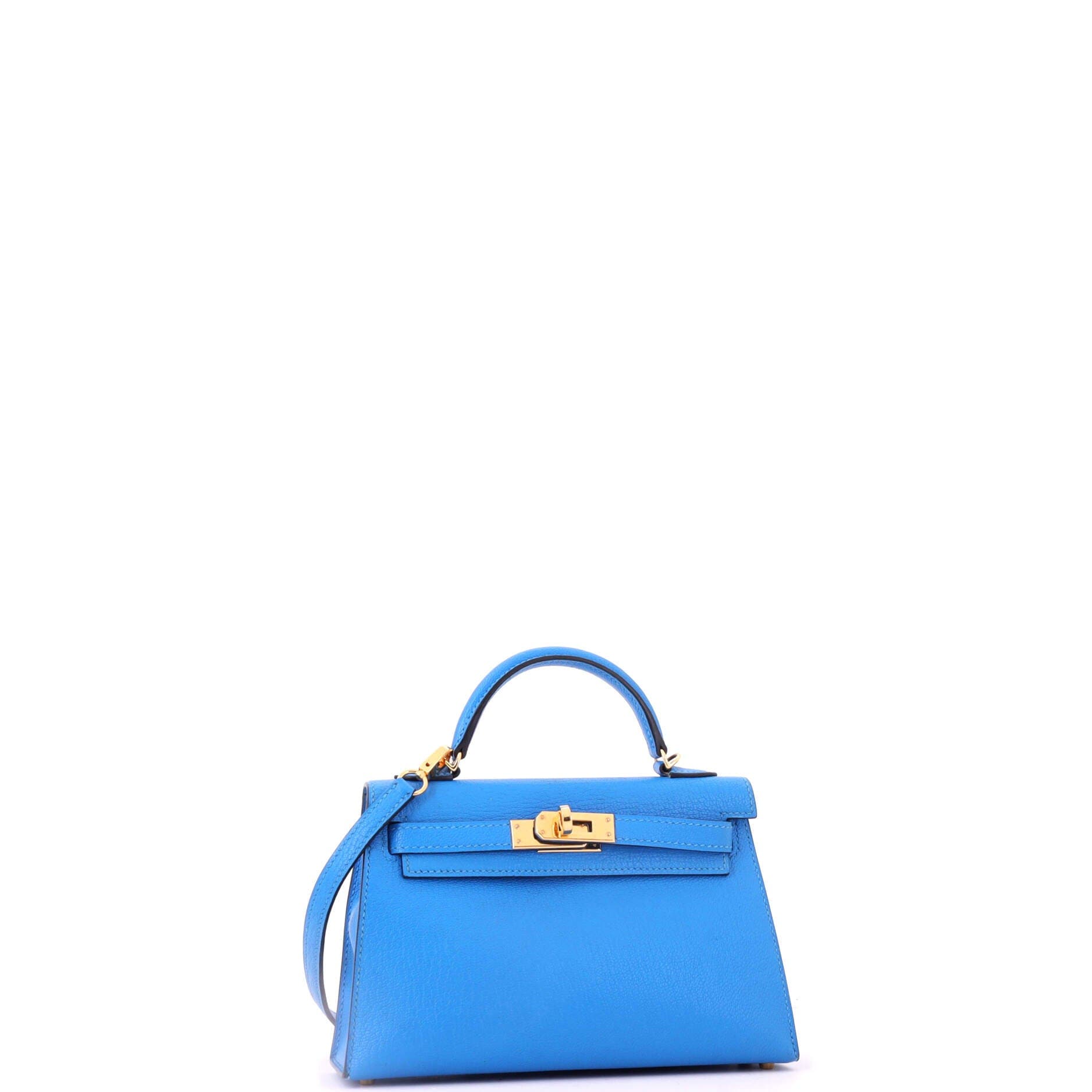 Kelly Mini II Bag Blue Chevre Mysore with Gold Hardware 20, Alternate, color, Blue
