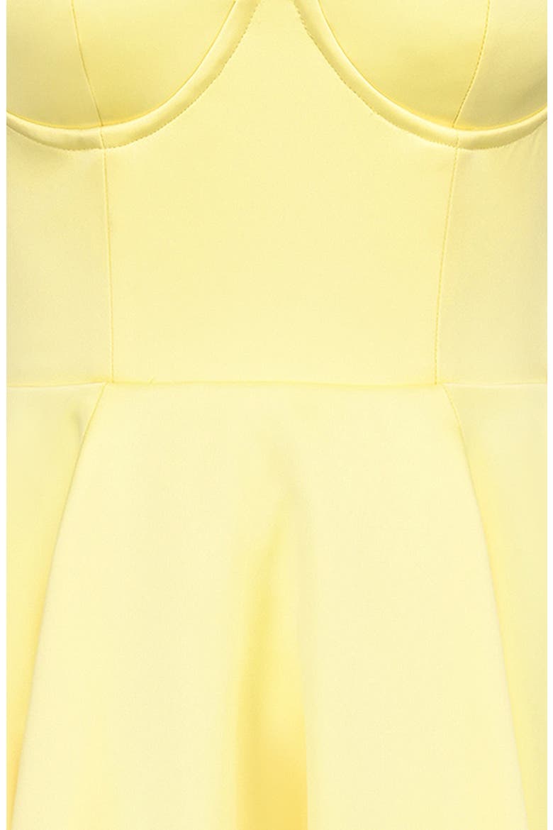 Mademoiselle Bustier Stretch Satin Midi Cocktail Dress, Alternate, color, SUNSHINE