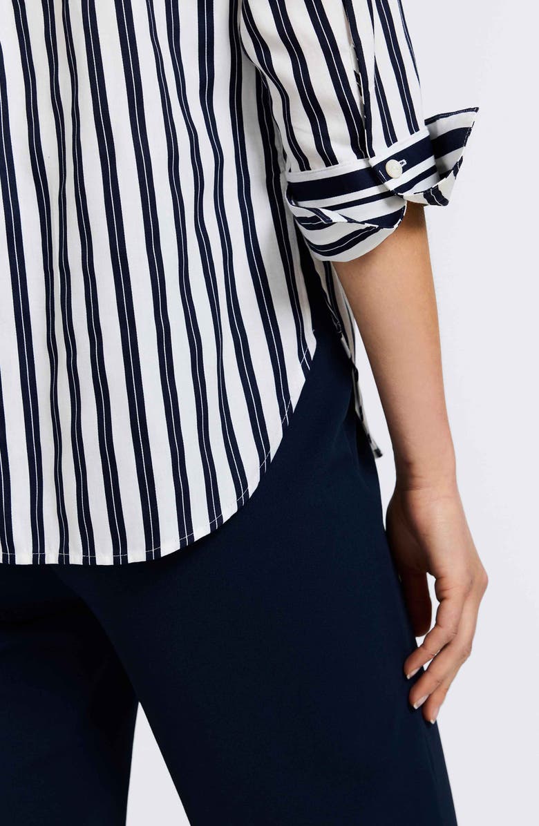 Foxcroft Madison Stripe Shirt, Alternate, color, Navy/White