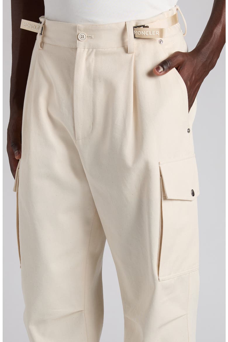Pleated Cotton Stretch Twill Cargo Trousers, Alternate, color, BABY POWDER