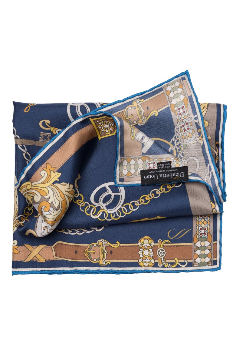 Like Clockwork - Silk Pocket Square for Men, Alternate, color, Navy