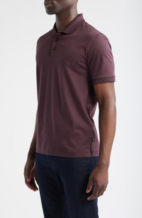 Hugo Boss Boss Phillipson Mercerized Cotton Polo In Burgundy