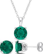 DELMAR Lab Grown Emerald Earrings & Necklace Set
