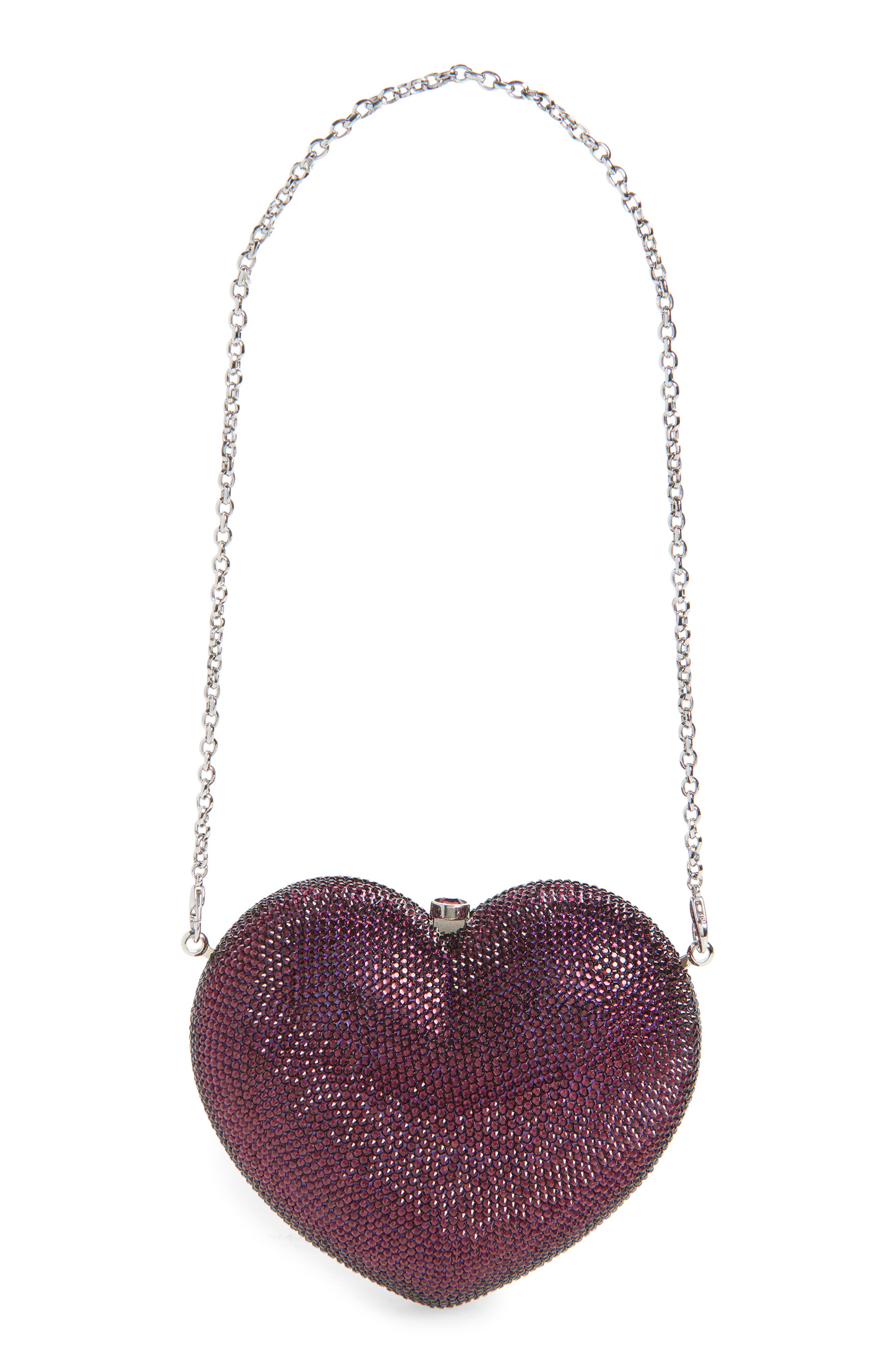 JUDITH LEIBER COUTURE Lamour Petite Coeur Heart Clutch, Alternate, color, Silver Amethyst