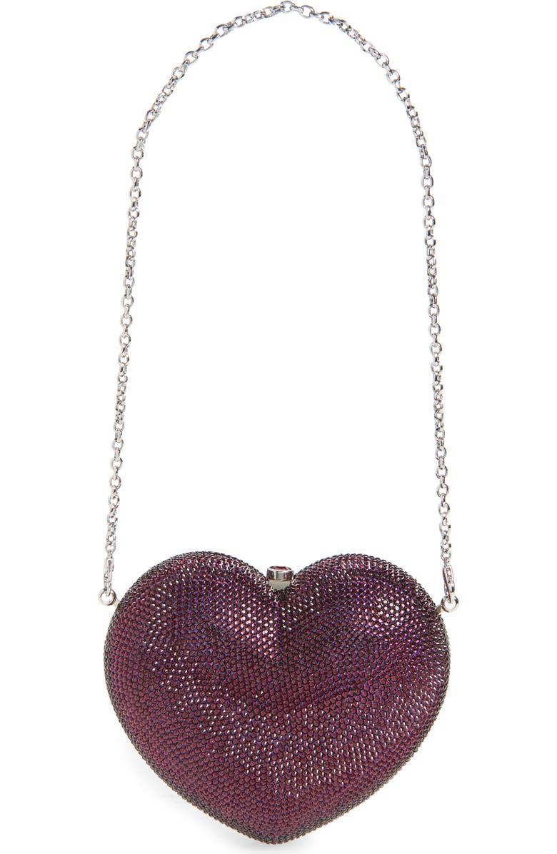 JUDITH LEIBER COUTURE Lamour Petite Coeur Heart Clutch, Alternate, color, Silver Amethyst