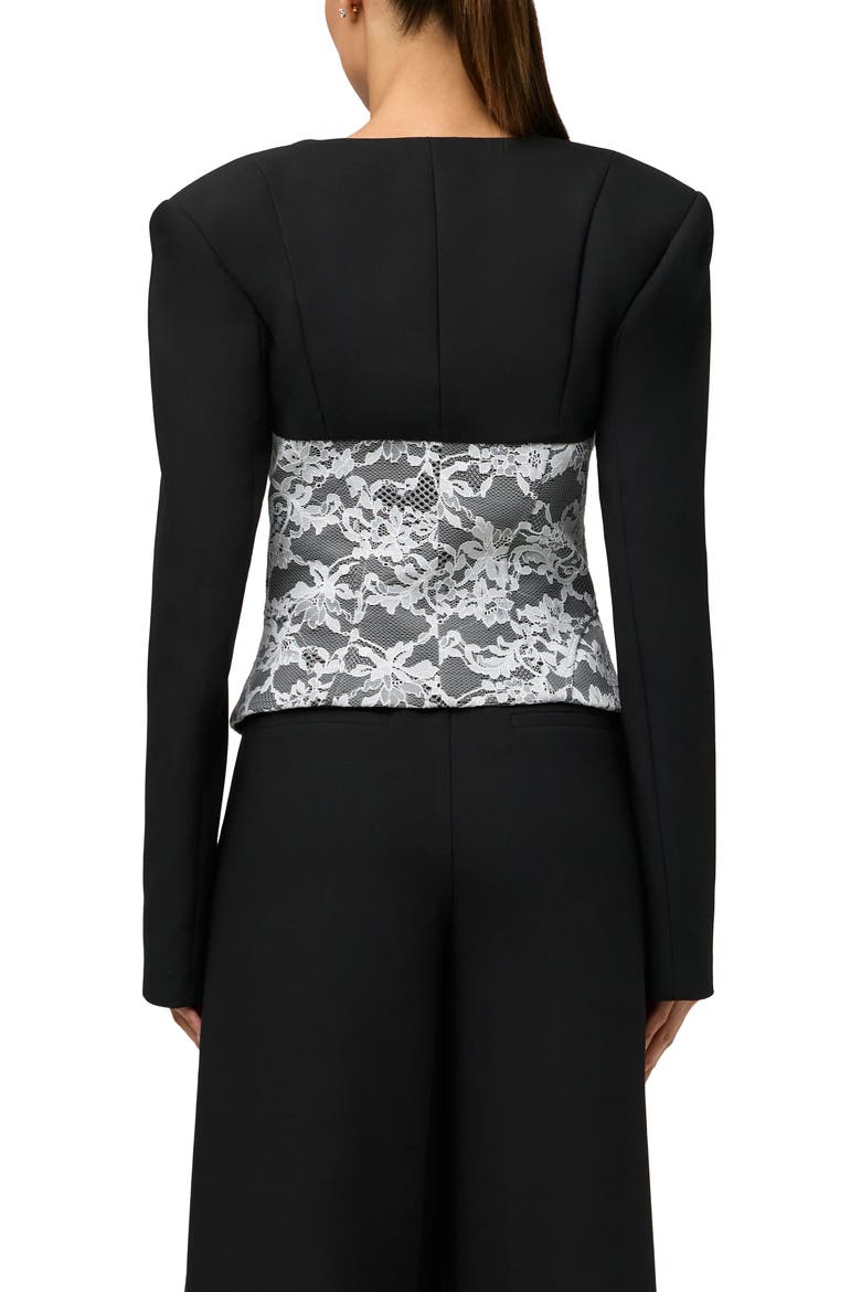 Stretch Lace Inset Blazer, Alternate, color, BLACK