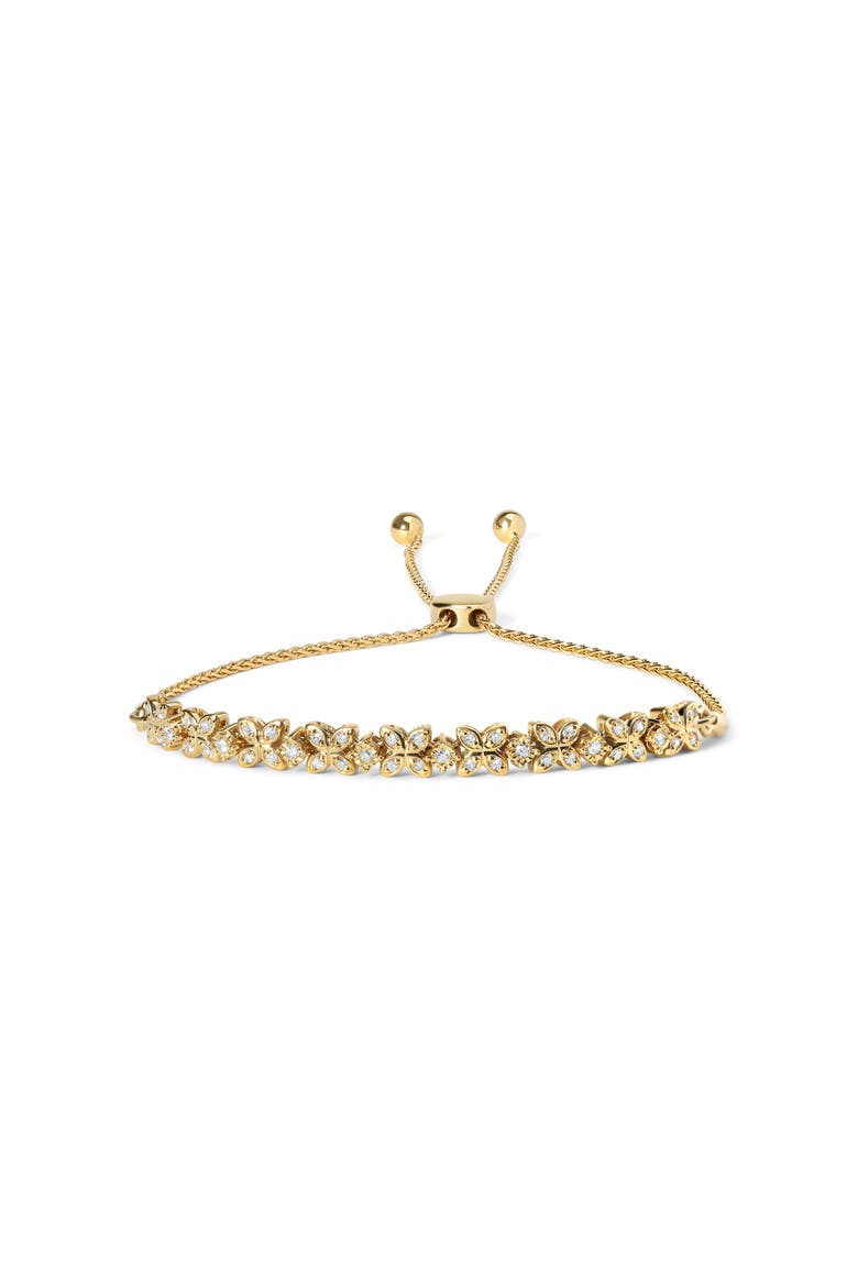 18K Yellow Gold Plated Silver 1/4 Ctw Diamond Marquise Shaped Link Bolo Bracelet, Main, color, Yellow