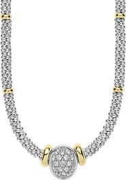 LAGOS Signature Caviar Two-Tone Oval Caviar Diamond Necklace