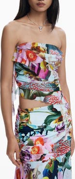 Desigual Ruffle Strapless Top