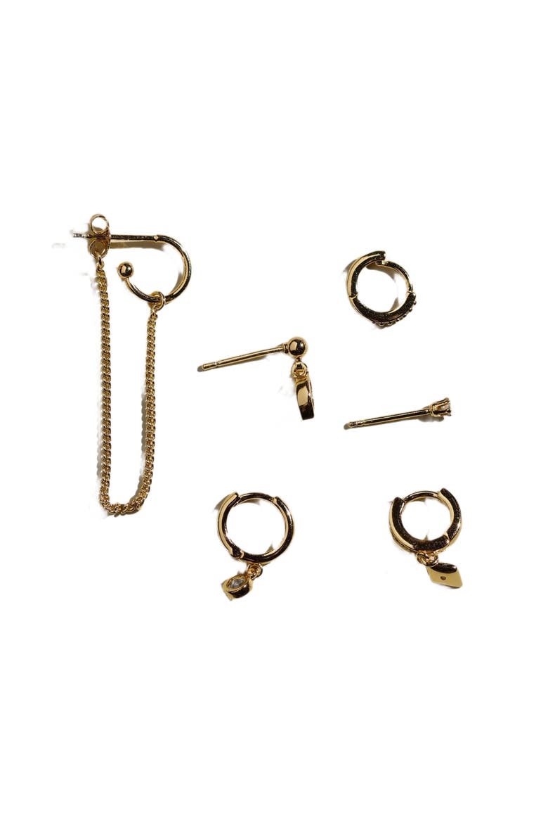 Dainty Earrings Set, Main, color, Assorted Gold