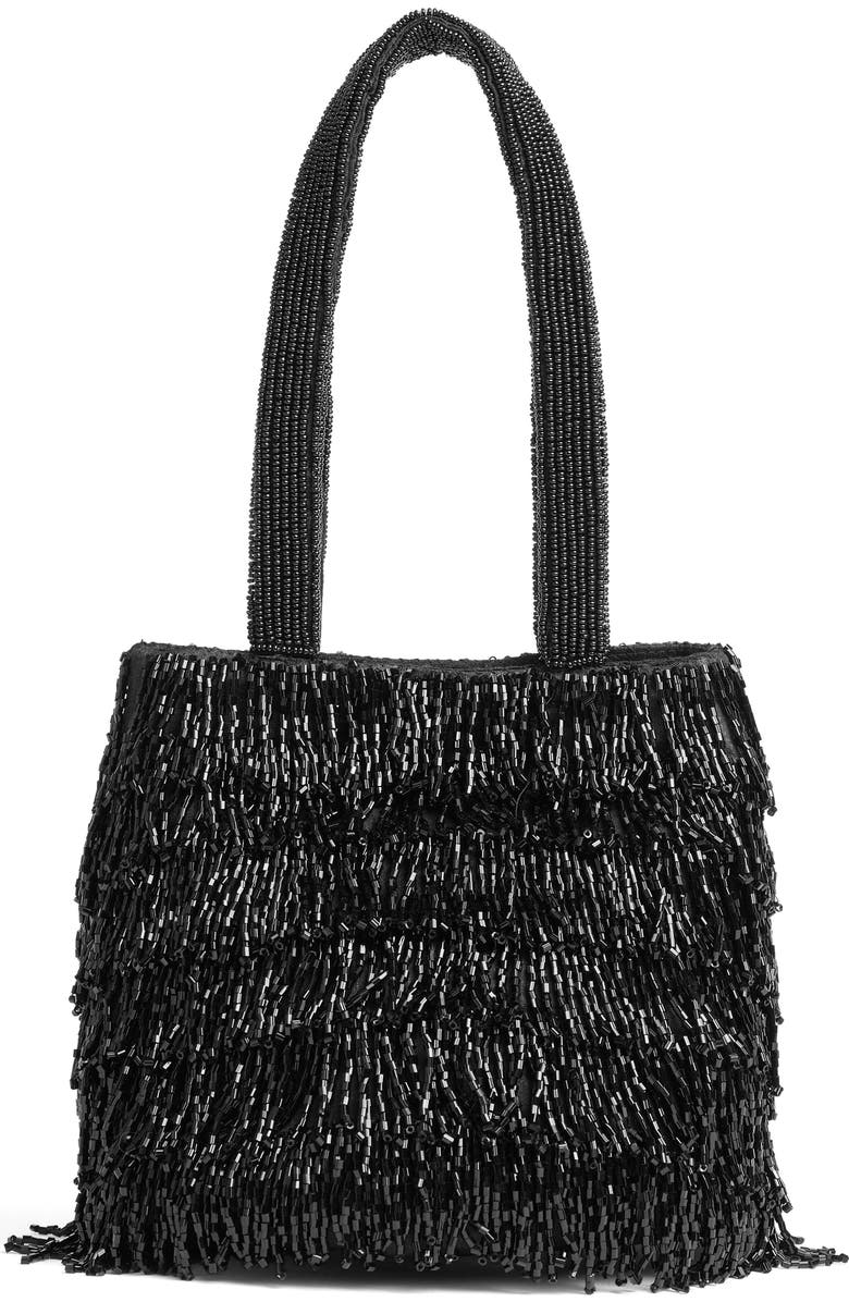 LK Bennett Beaded Shoulder Bag, Alternate, color, Black