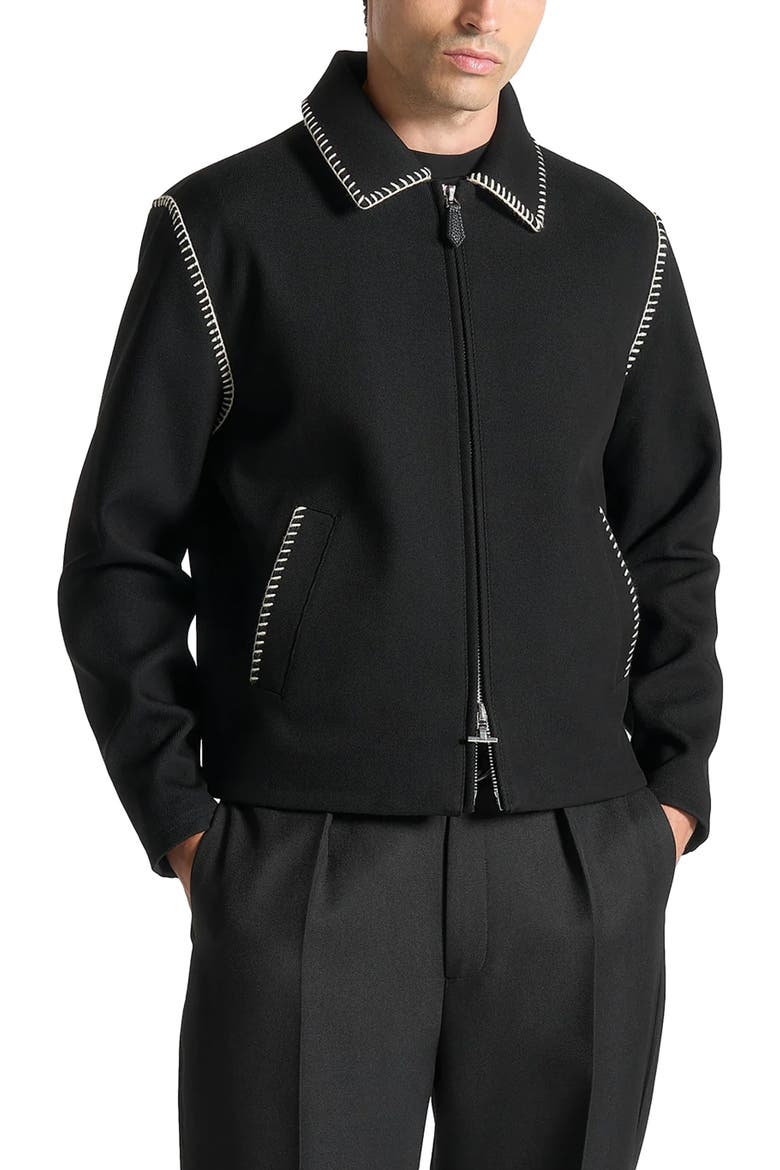Alex Whipstitch Twill Boxy Jacket, Alternate, color, Black
