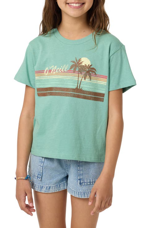 Kids' Retro Stripe Cotton Graphic Skimmer T-Shirt (Big Kid)