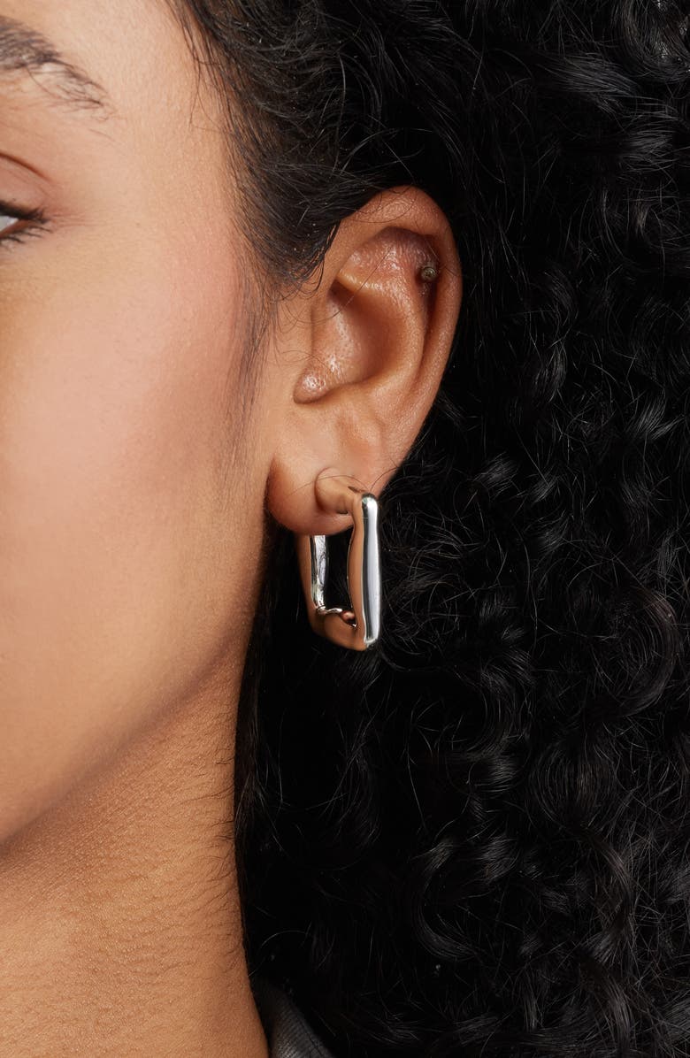 Open Edit Chunky Square Hoop Earrings, Alternate, color, Silver