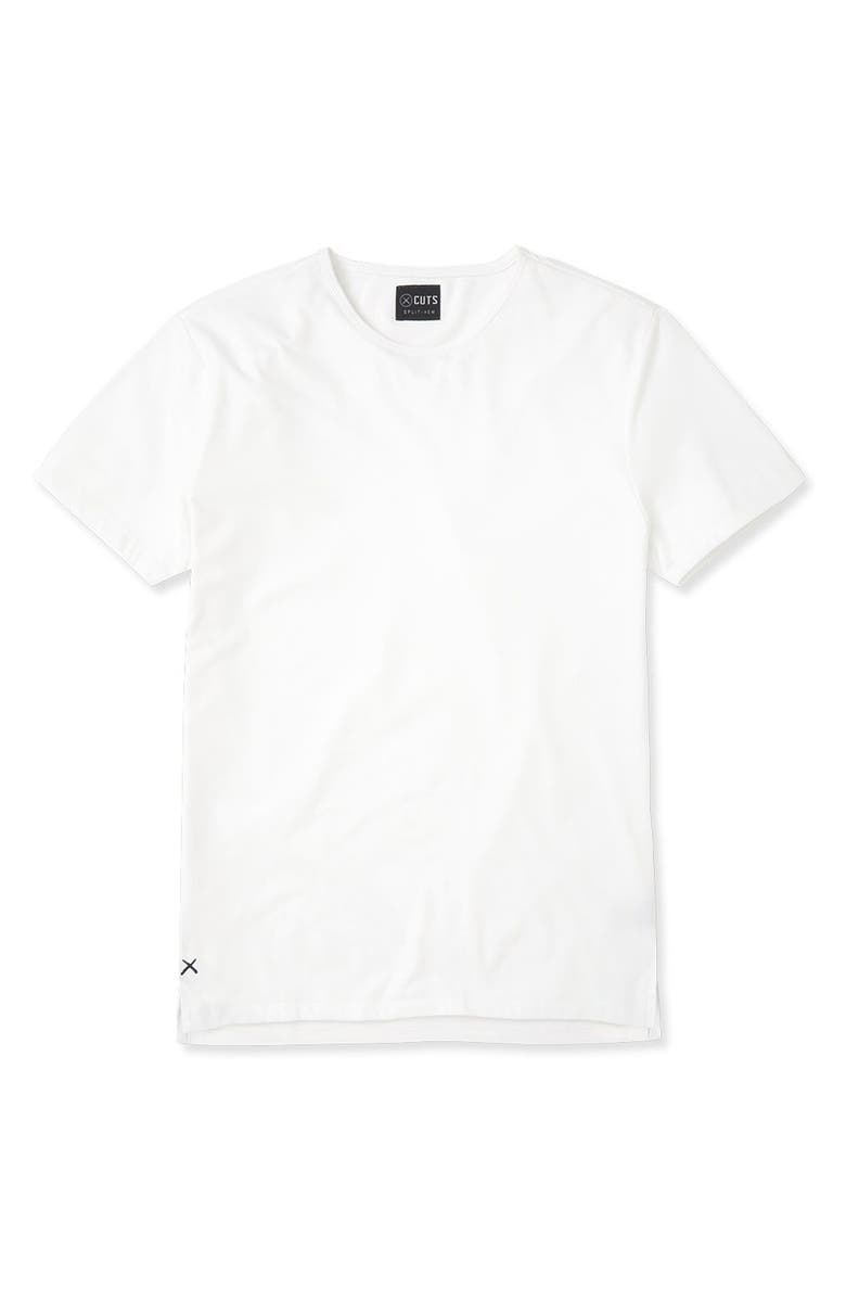 Cuts AO Split Hem T-Shirt, Alternate, color, White