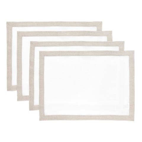 Linen Placemats Set of 4, 14 x 19 Inch for Dining Table, Holiday and Everyday Table Decor - Classic