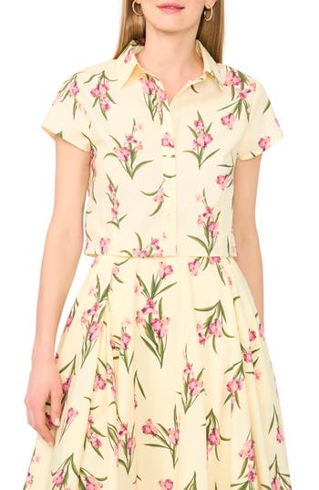 Ted Baker Cap Sleeve Button Up Shirt In Yellow