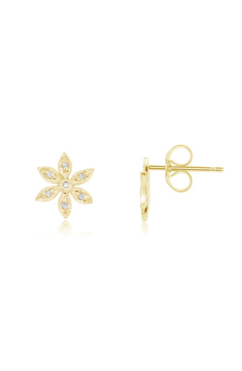 The Lovery Fine Jewelry Diamond Flower Stud Earrings, Main, color, Yellow Gold