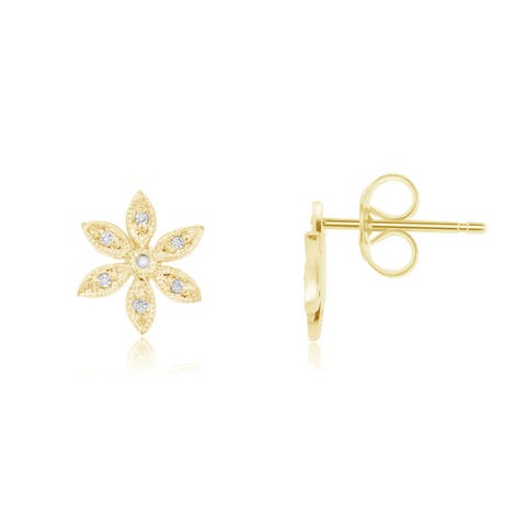 Diamond Flower Stud Earrings