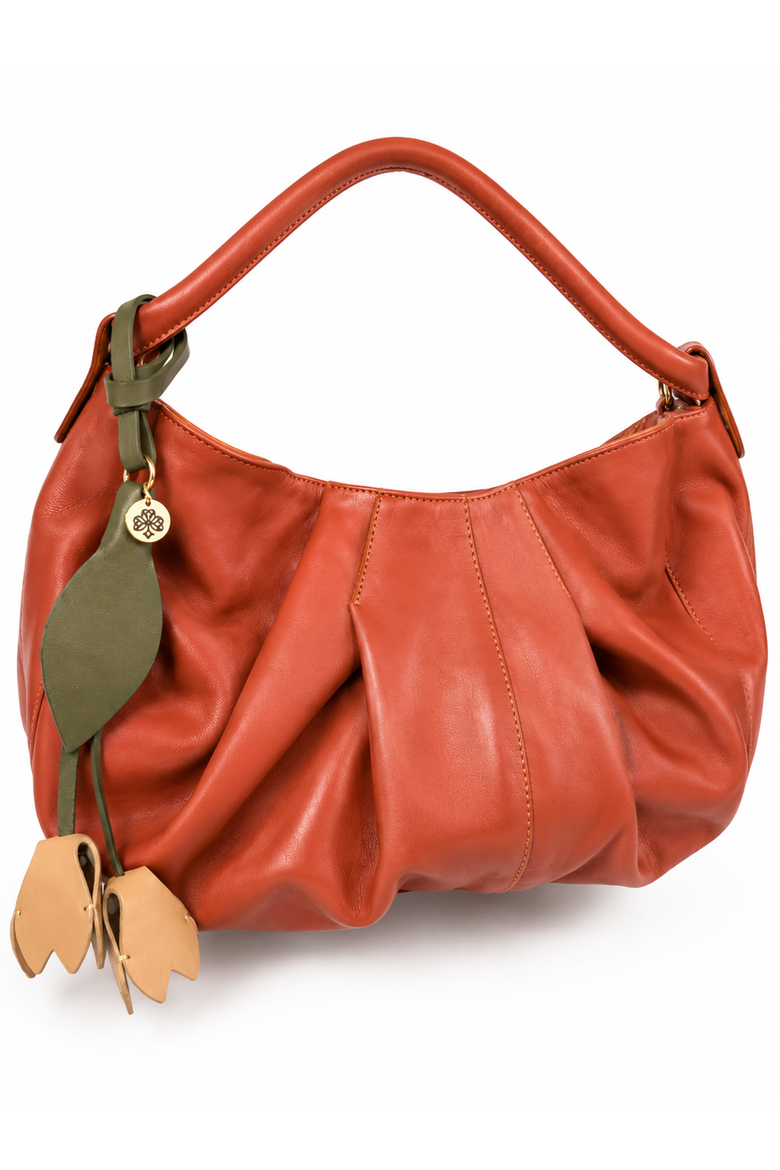 Twin Leather Bag Charm, Alternate, color, Burgundy