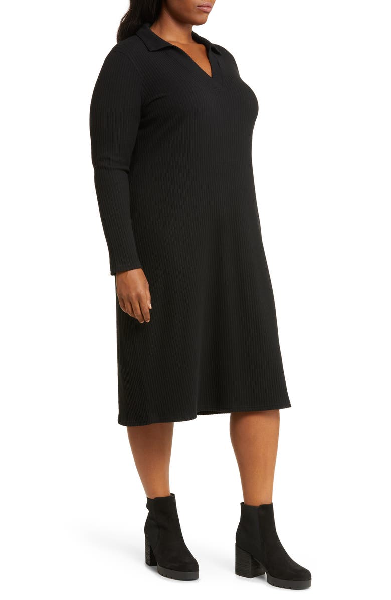 Caslon<sup>®</sup> Johnny Collar Long Sleeve Rib Sweater Dress, Alternate, color,