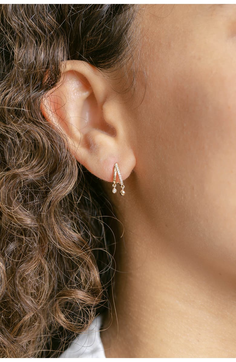 Dana Rebecca Designs Poppy Rae Pebble Diamond Drop Huggie Hoop Earrings, Alternate, color, Yellow Gold