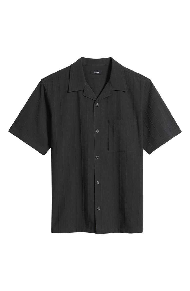 Theory Stripe Camp Shirt, Alternate, color, Black/ Pewter