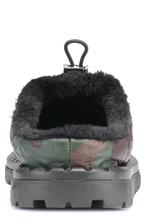 Karl Lagerfeld Paris Faux Fur Lined Quilted Nylon Camo Slipper In Green