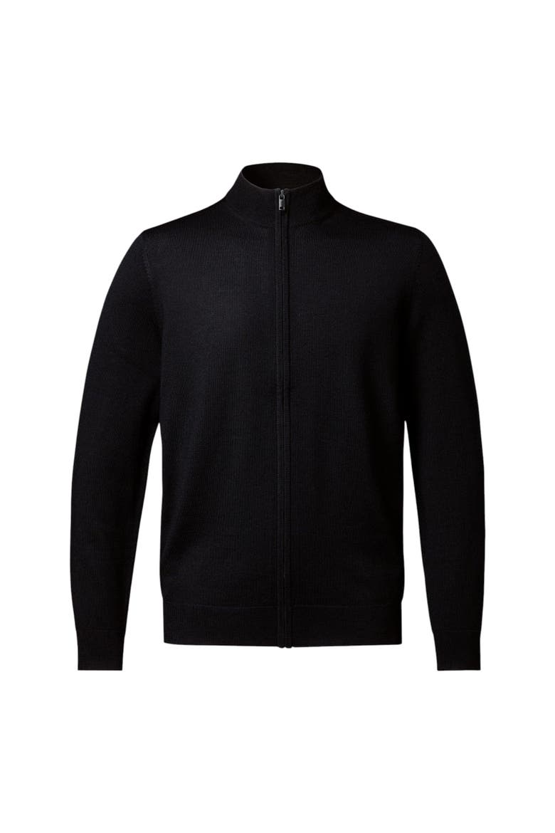 Pure Merino Full Zip Through Cardigan, Alternate, color, Black
