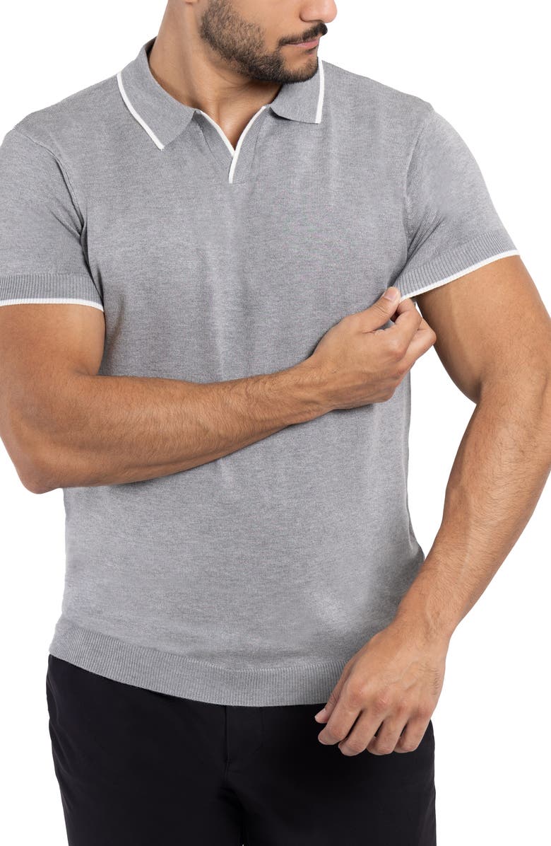 XRAY V-Neck Polo Sweater, Alternate, color, Heather Grey