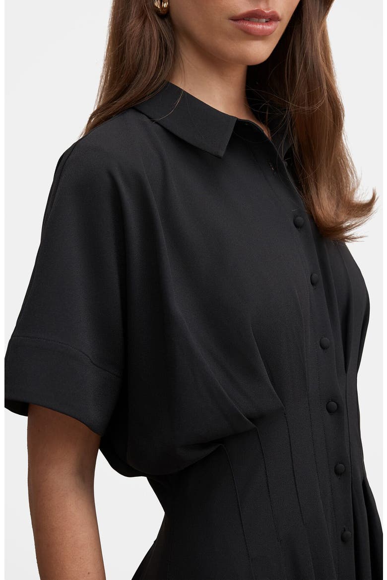 Luciana Darted Midi Shirtdress, Alternate, color, BLACK