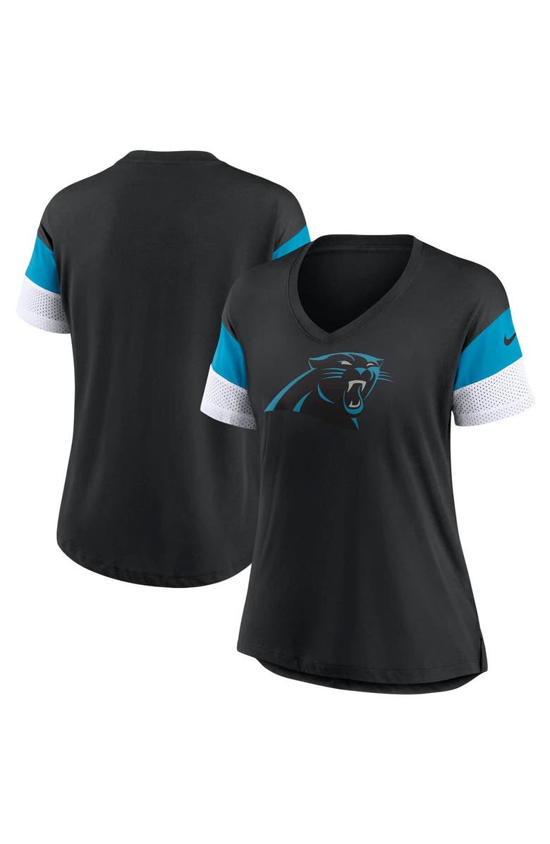 Nike Women's Nike Black Carolina Panthers Team Logo Fashion Performance Tri-Blend V-Neck T-Shirt, Main, color, Black