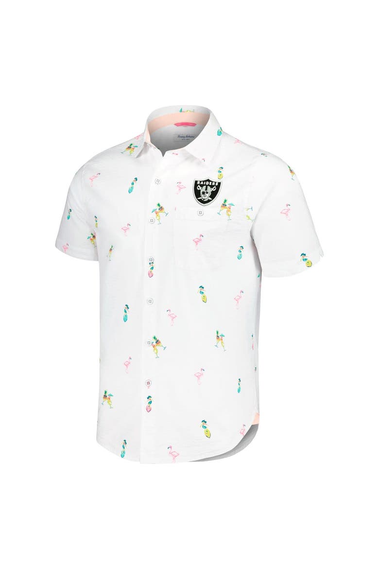 Men's Tommy Bahama White Las Vegas Raiders Nova Wave Flocktail Button-Up Shirt, Alternate, color, White