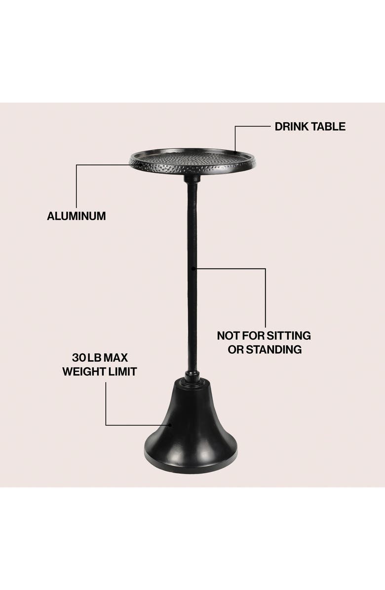 JONATHAN Y Irida 24" Art Deco Designer Pedestal Drink Table and Decorative End Table with Hammered Round Top and Bell Base, Alternate, color, Antique Black