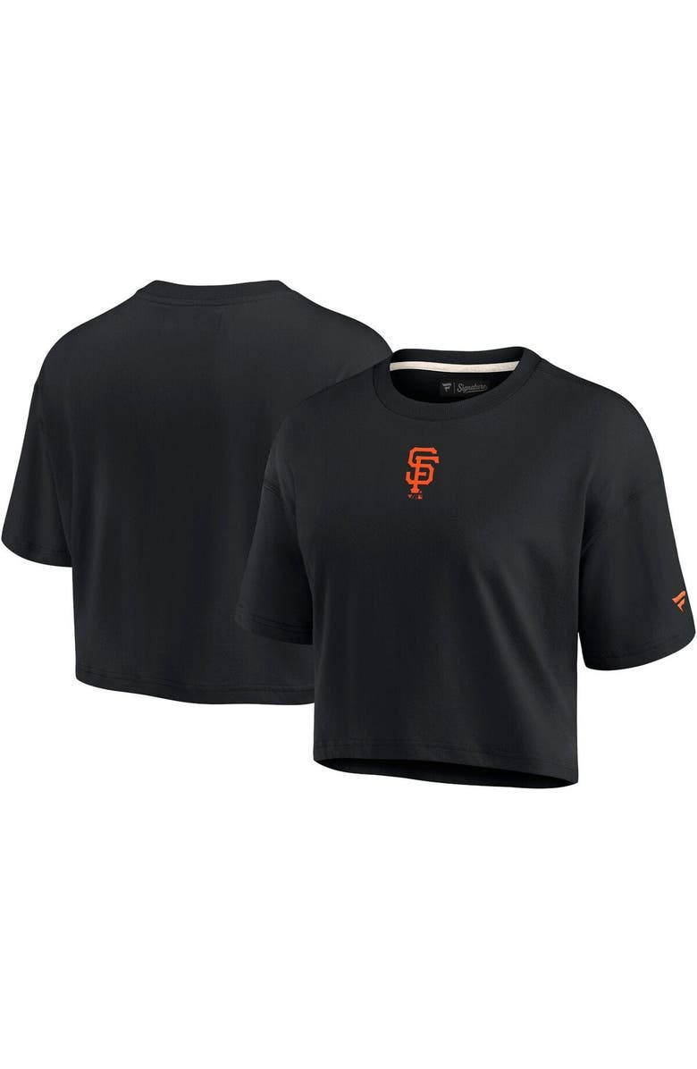 Fanatics Signature Women's Black San Francisco Giants Elements Super Soft Boxy Cropped T-Shirt, Alternate, color, 